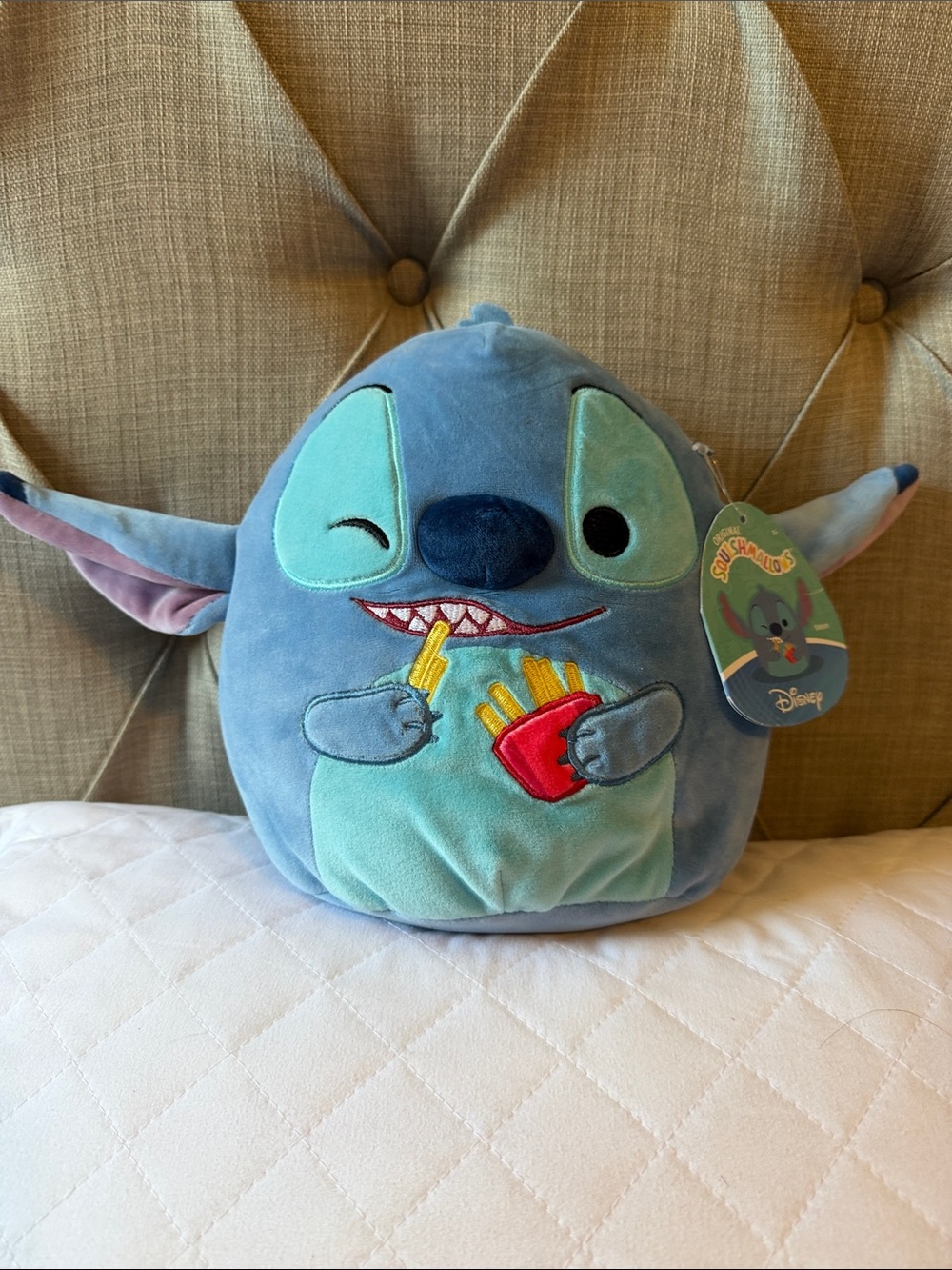Disney Blue Stitch Plush Snack Hugger with Fries Design